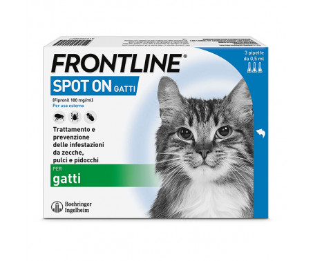 Frontline Spot - On Gatti Antiparassitario 3 Pipette 0,5 ml 50 mg
